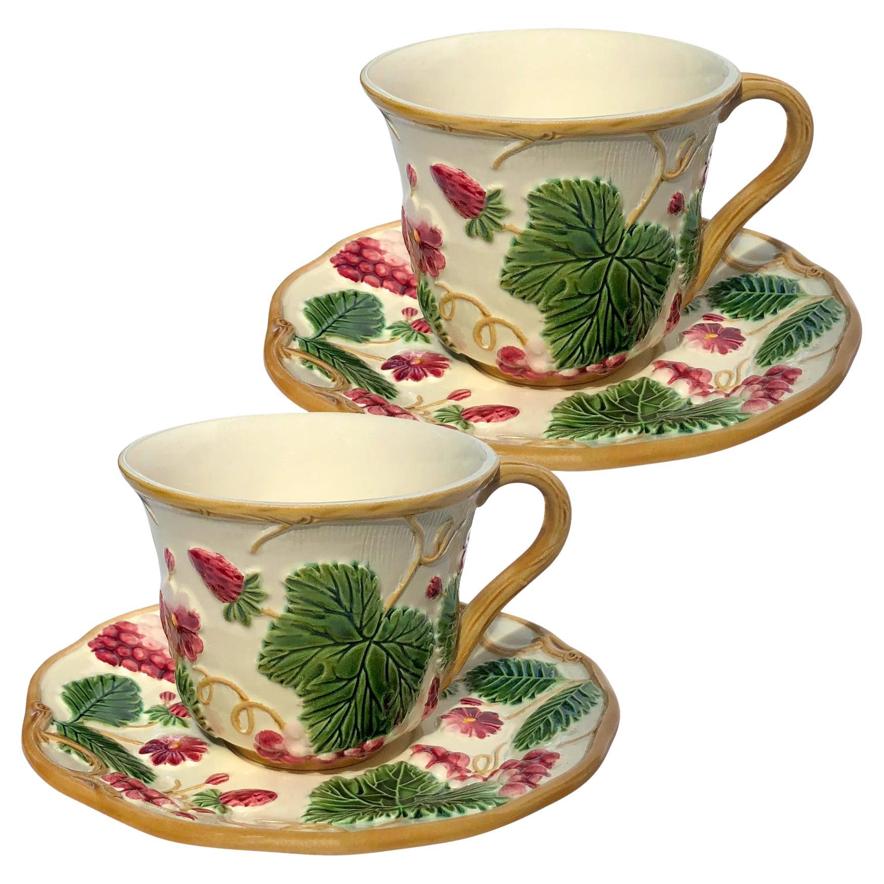 Flowery Tea Cups for 2 "George Sand", white color