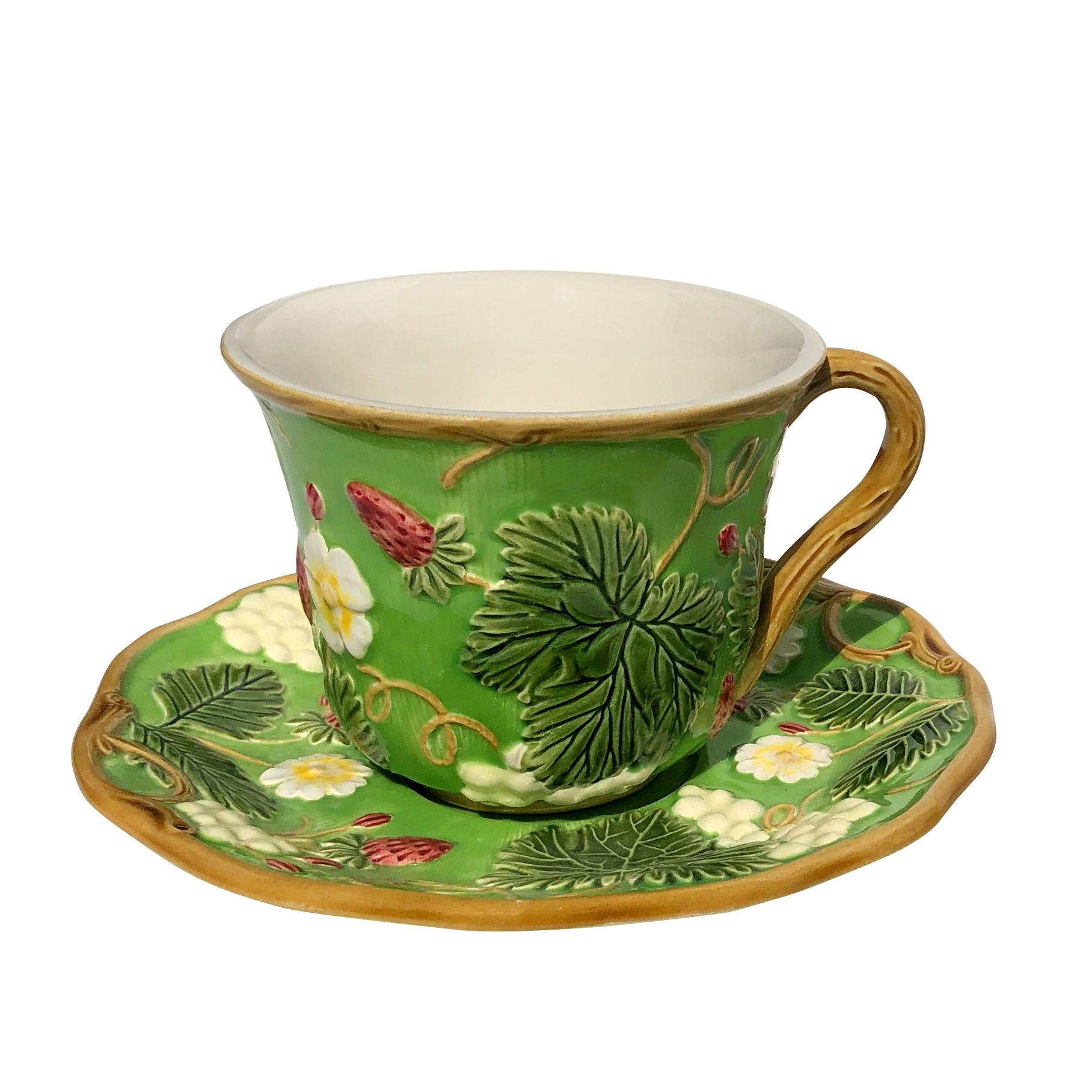 Earthenware Flowery Tea Cups for 2 