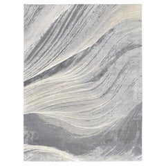 Flowing Abstract Hand Knotted Wool Silk Rug 9'x12'