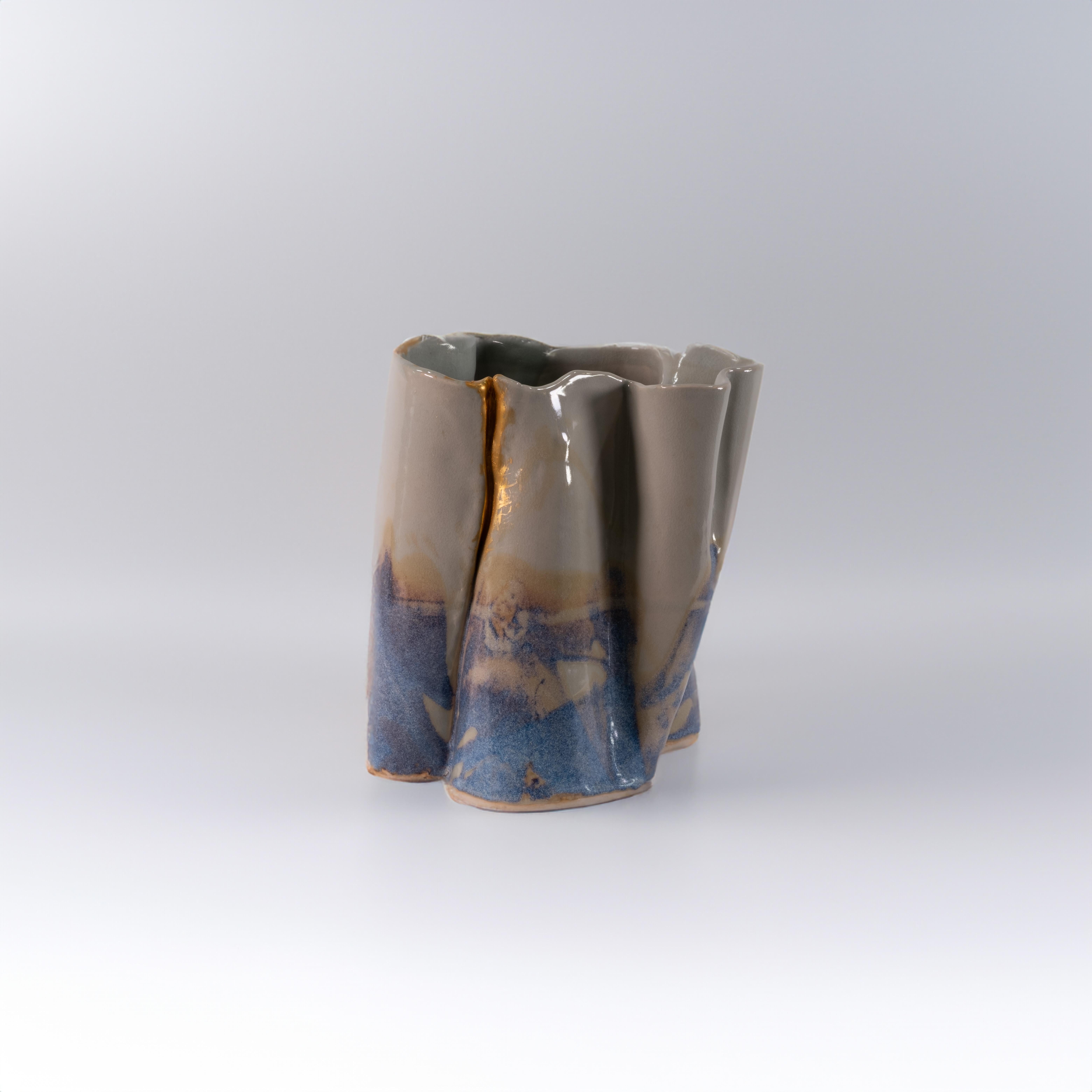 American Flowing Ceramic Vase by Alex Muradian For Sale
