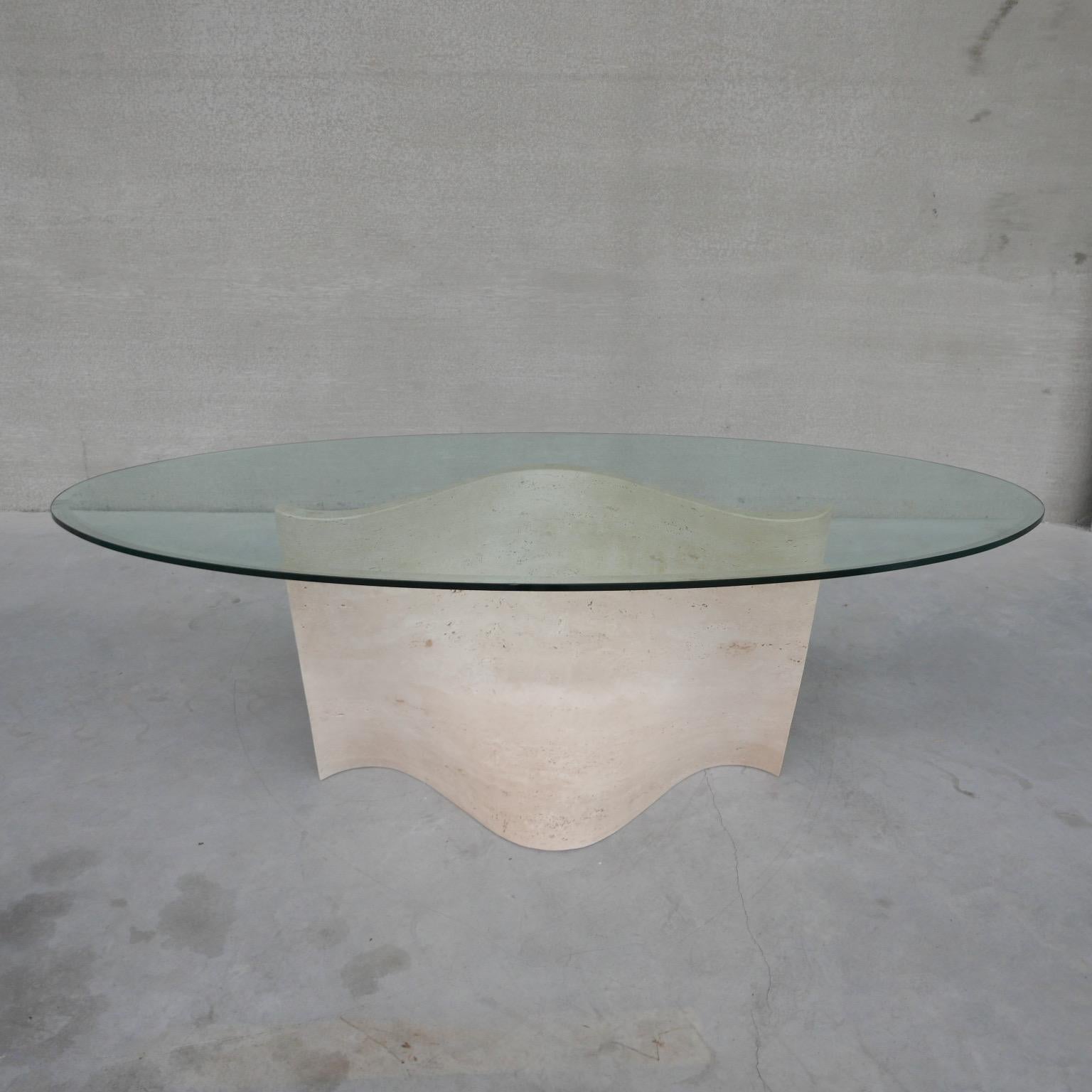 Flowing Travertine and Glass Mid-Century Italian Dining Table For Sale 7