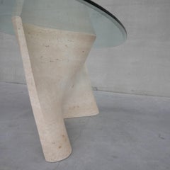 Flowing Travertine and Glass Mid-Century Italian Dining Table