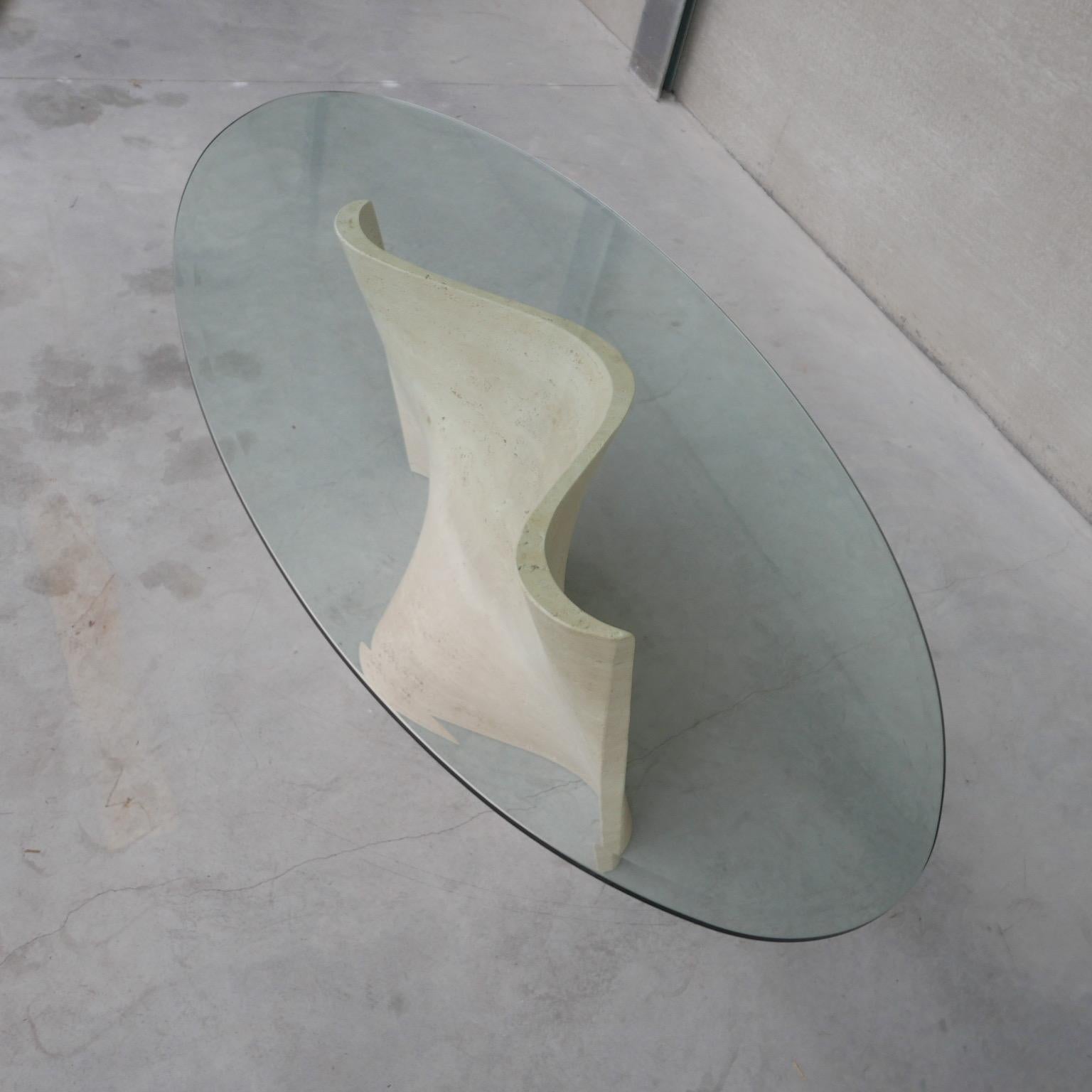 Flowing Travertine and Glass Mid-Century Italian Dining Table For Sale 5