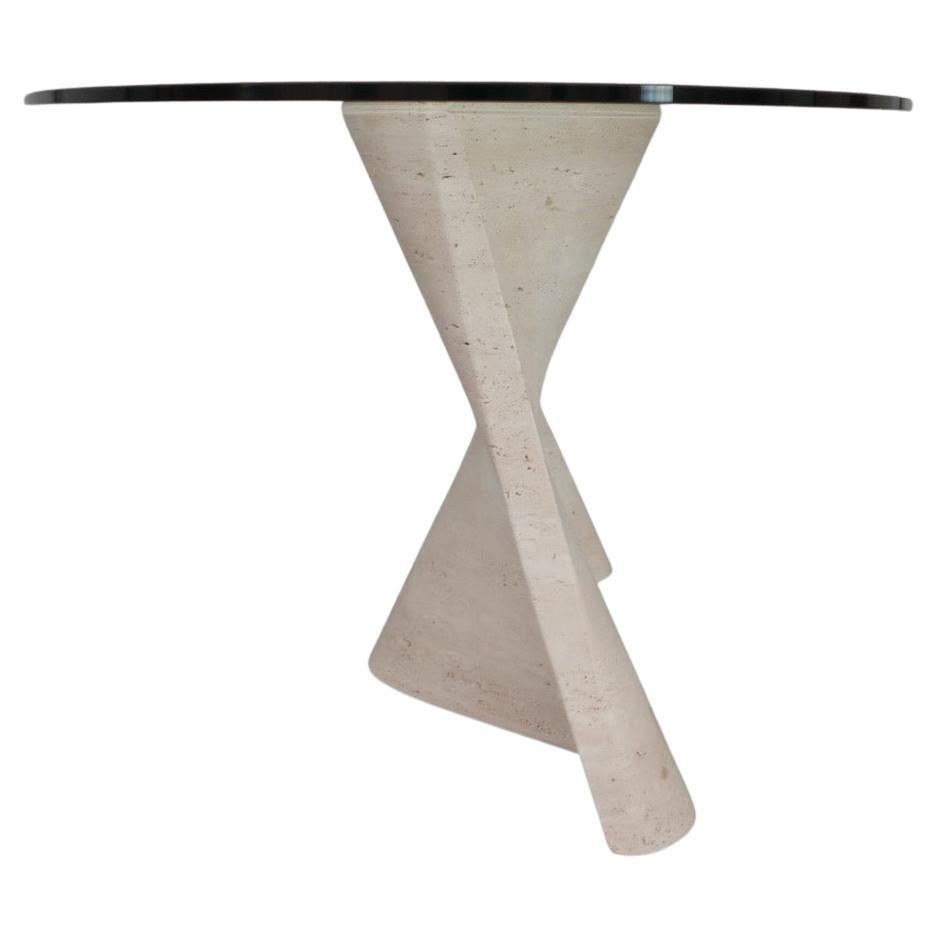 Flowing Travertine and Glass Mid-Century Italian Dining Table For Sale