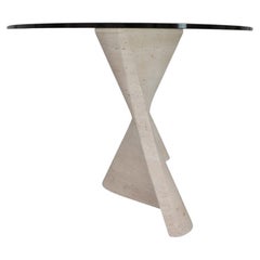Vintage Flowing Travertine and Glass Mid-Century Italian Dining Table