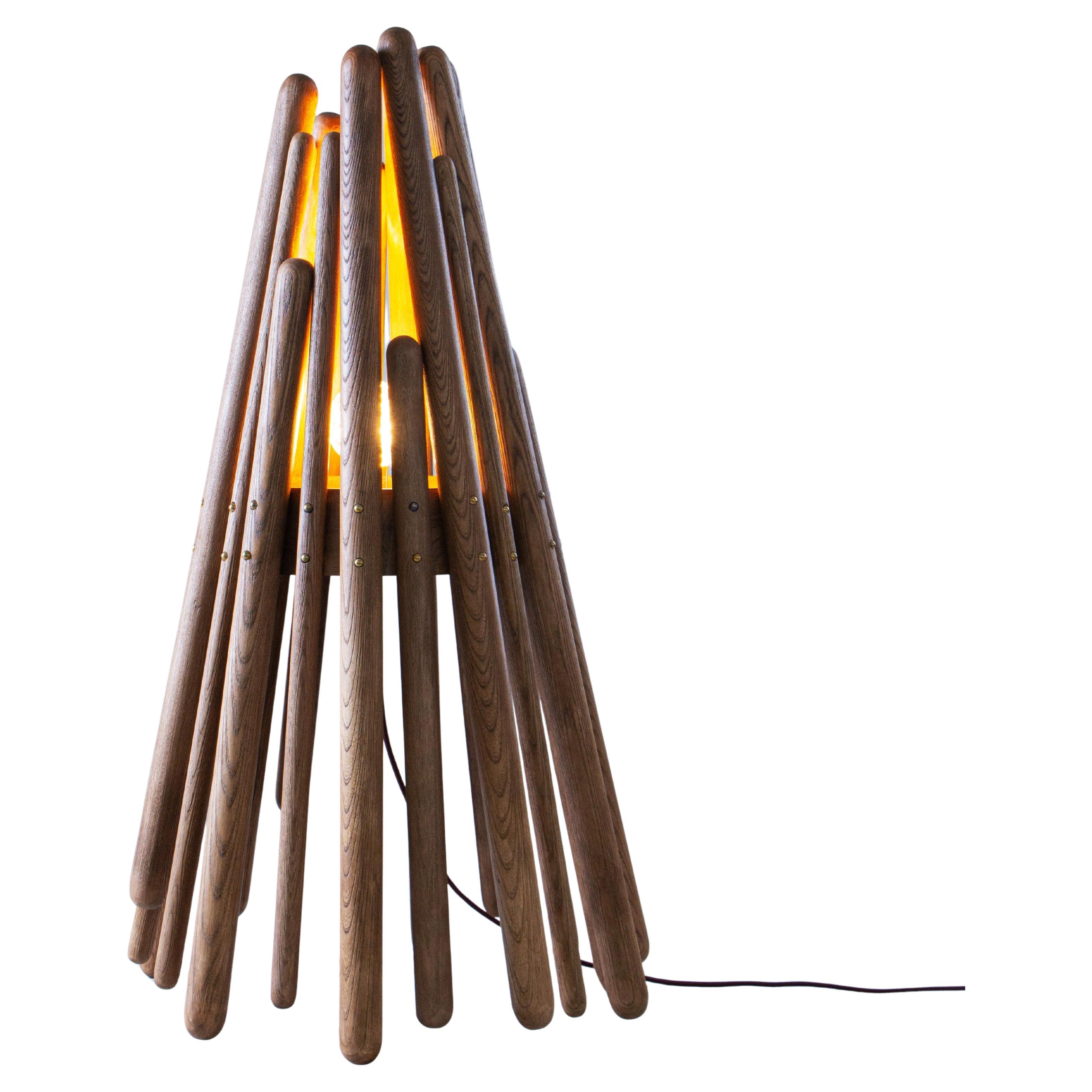 Flowlight Design Hand-Carved Mid-Century Modern Lighting, Wood Floor Lamp BLAZE