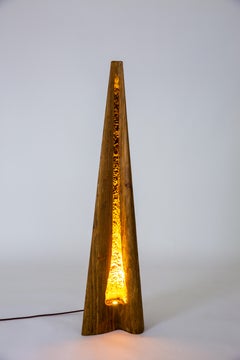 Flowlight Design Hand-Carved Mid-Century Modern Lighting ZENITH Wood Floor Lamp