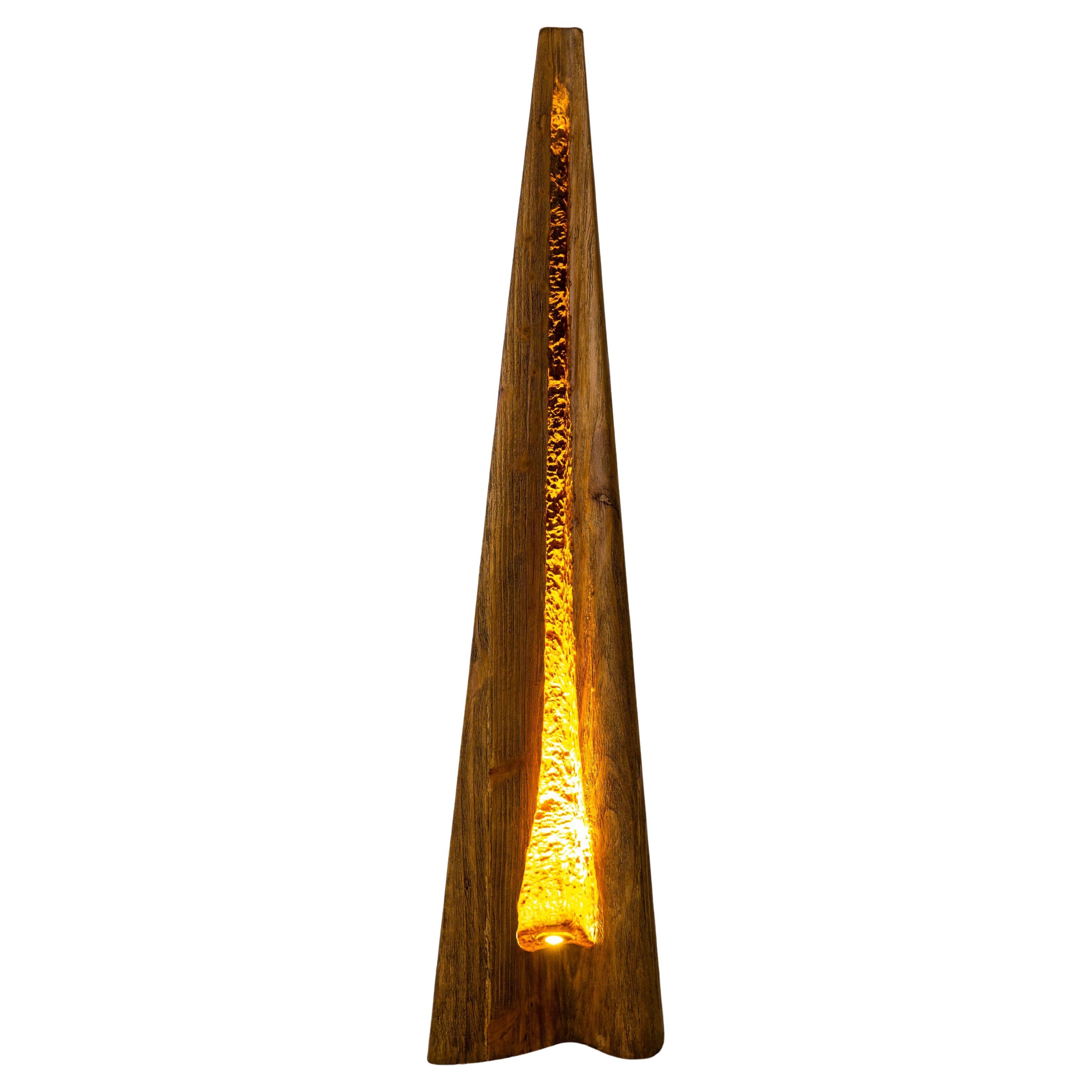 Flowlight Design Hand-Carved Mid-Century Modern Lighting ZENITH Wood Floor Lamp