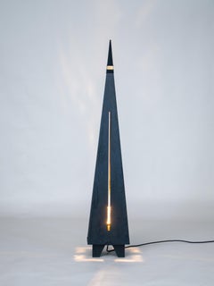 Flowlight Hand-Carved Mid-Century Modern Design Massivholz Stehleuchte MAYA Schwarz