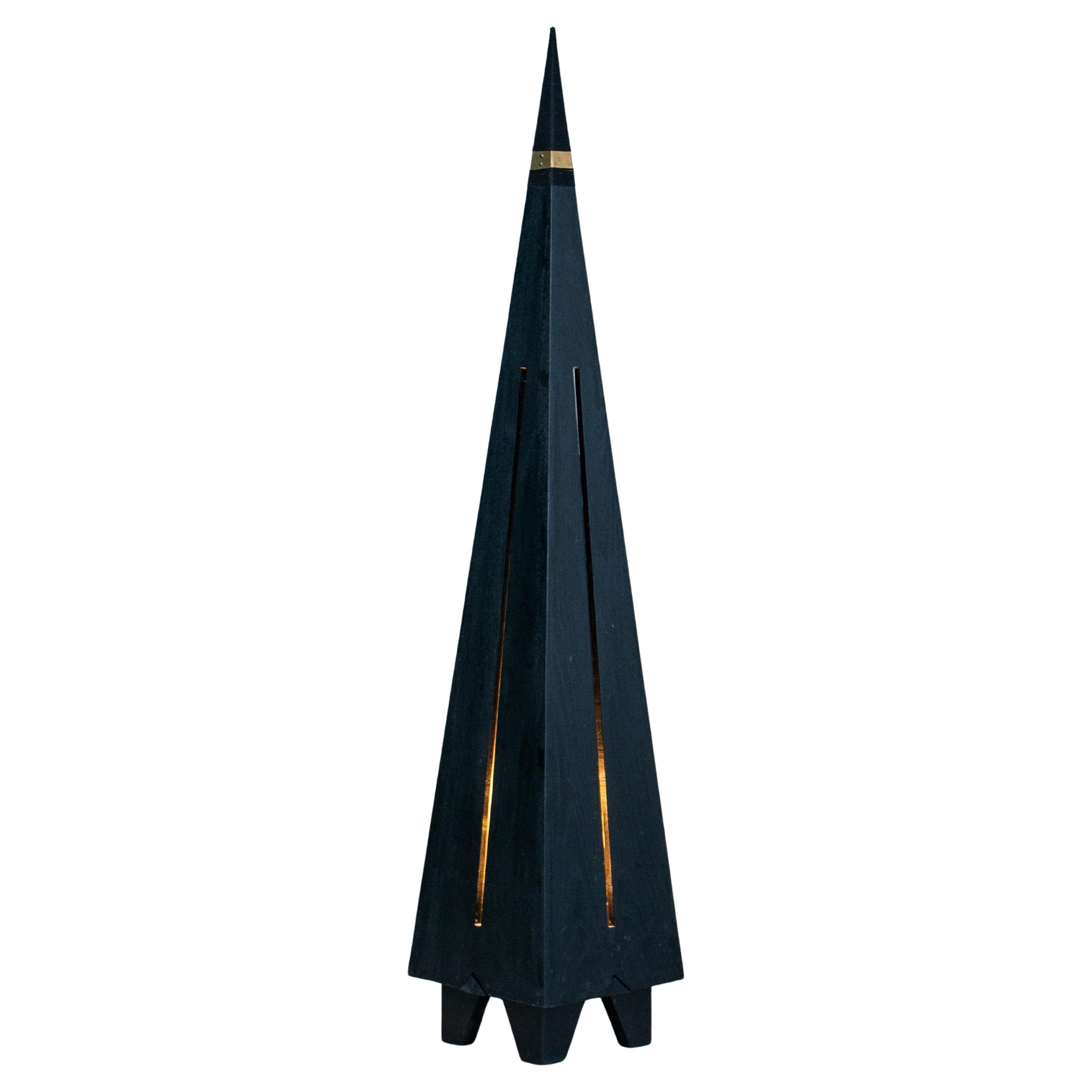 Flowlight Hand-Carved Mid-Century Modern Design Massivholz Stehleuchte MAYA Schwarz