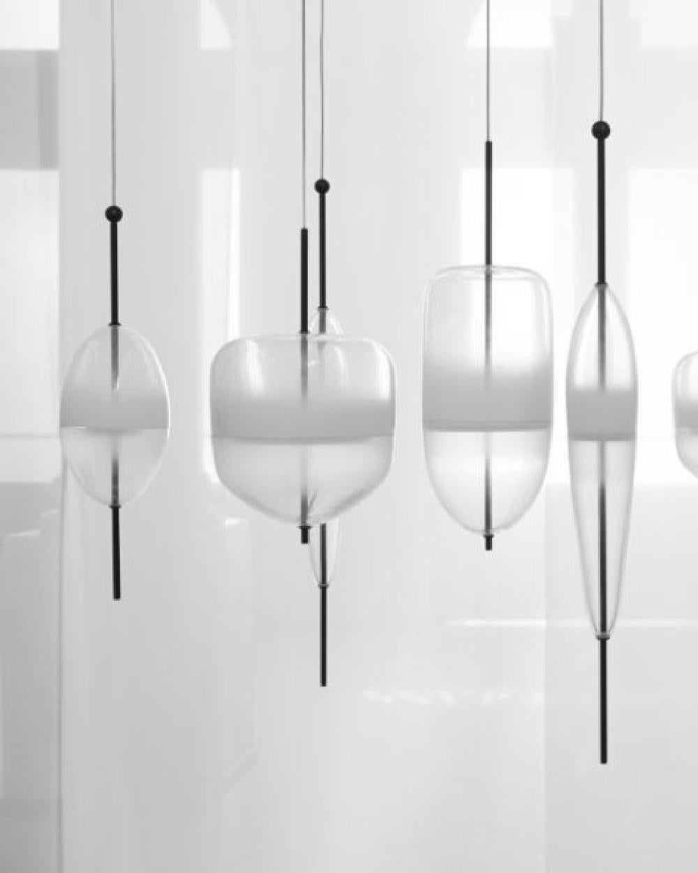 Metal FLOW[T] S1 Pendant lamp in White by Nao Tamura for Wonderglass For Sale