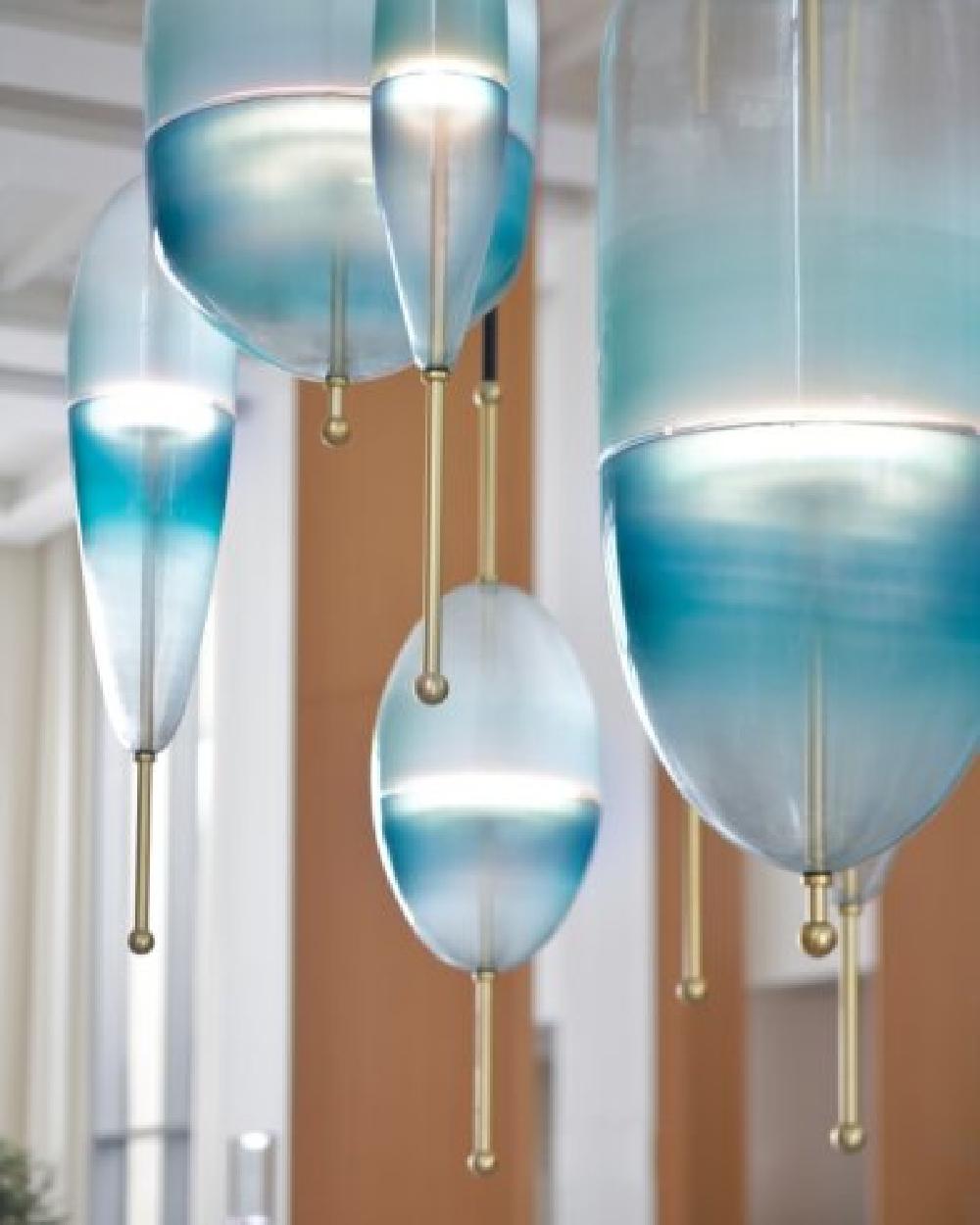 FLOW[T] S6 Pendant lamp in Turquoise by Nao Tamura for Wonderglass For Sale 1