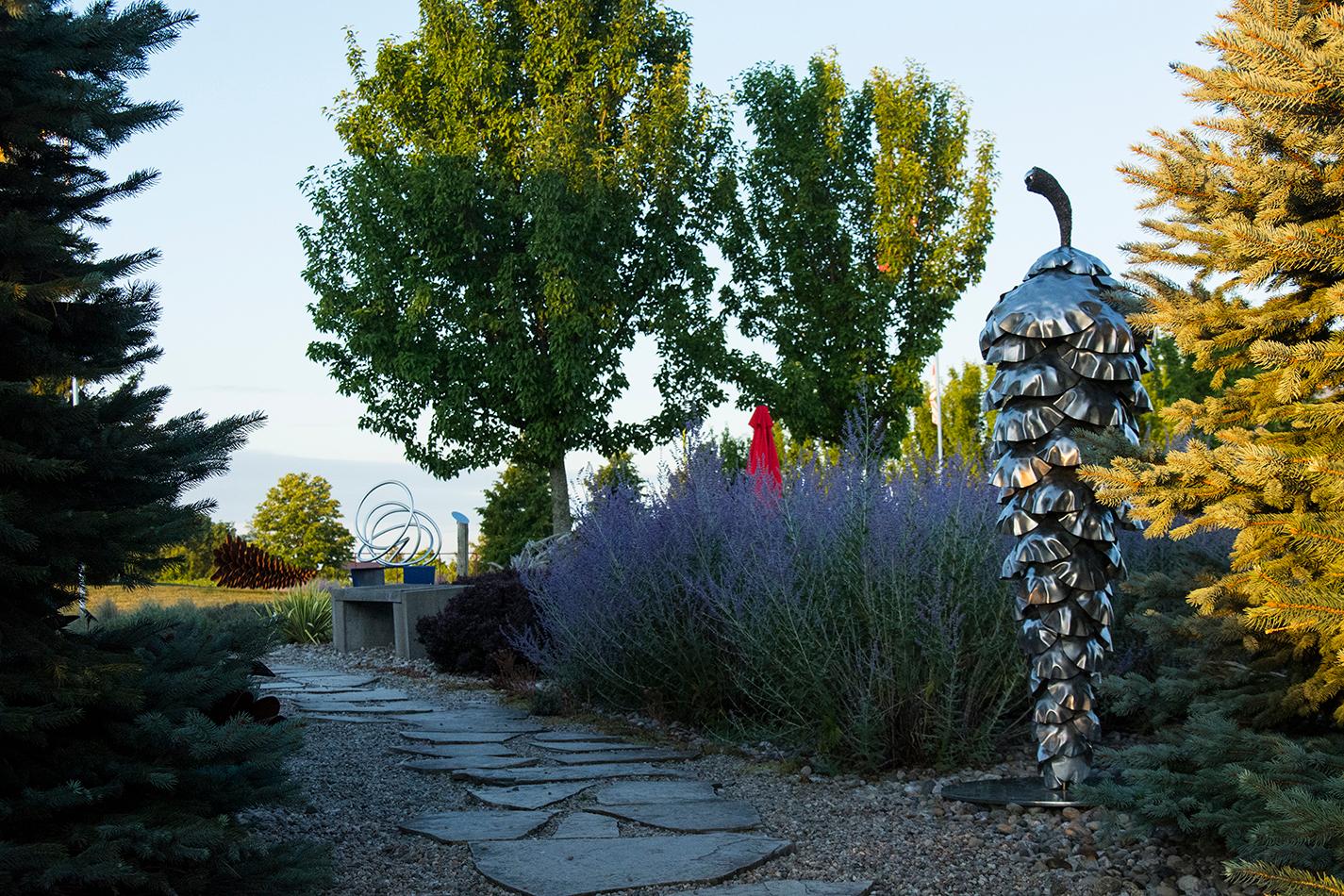 Balance - Pine Cone - large, nature inspired, stainless steel outdoor sculpture - Sculpture by Floyd Elzinga