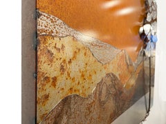 Looking West steel wall landscape 3D patina metal sculpture Canadian art