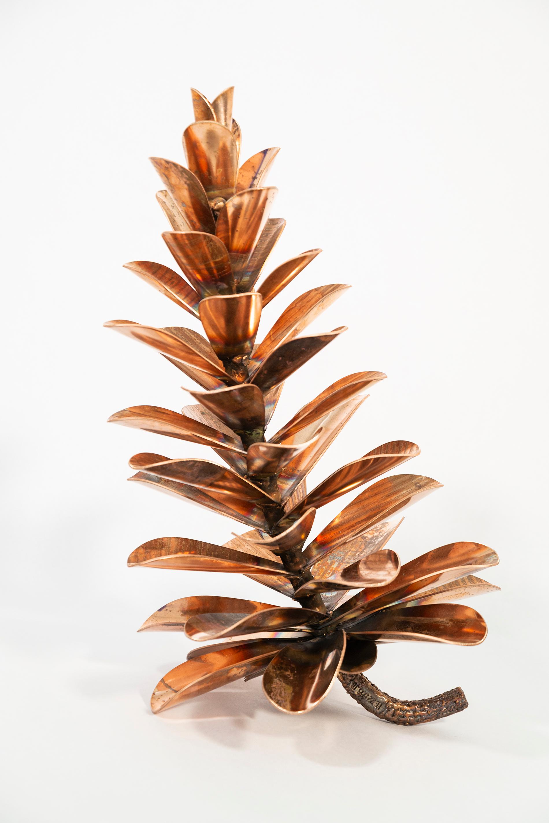 Bronze Pine Cone 22-555 - nature inspired, still life, forged bronze sculpture - Sculpture by Floyd Elzinga
