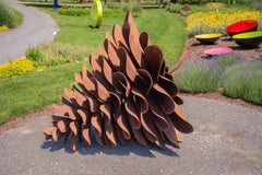 Cono classico 23-062 - scultura da esterno grande, arrugginita, in acciaio Steele