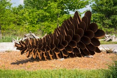 Colonization Device 17090 - large, sleek, nature, rustic steel outdoor sculpture