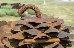 Cono di fuoco 22-671 - scultura per caminetto da esterno in acciaio corten ispirata alla natura