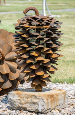Fire Cone 22-671 - nature-inspired, Corten steel outdoor fire pit sculpture
