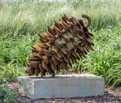 Lodge Pole Fire Cone 23-022 - weathering steel outdoor fire pit sculpture