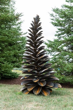 Pine Cone 22-439 - large, naturally rusted, weathering steel, outdoor sculpture