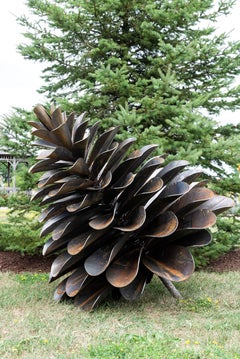 Pine Cone 22-440 - large, naturally rusted, weathering steel, outdoor sculpture