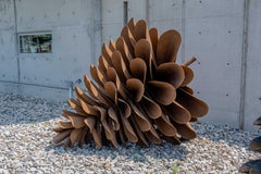 Pine Cone 22-440 - large, naturally rusted, weathering steel, outdoor sculpture