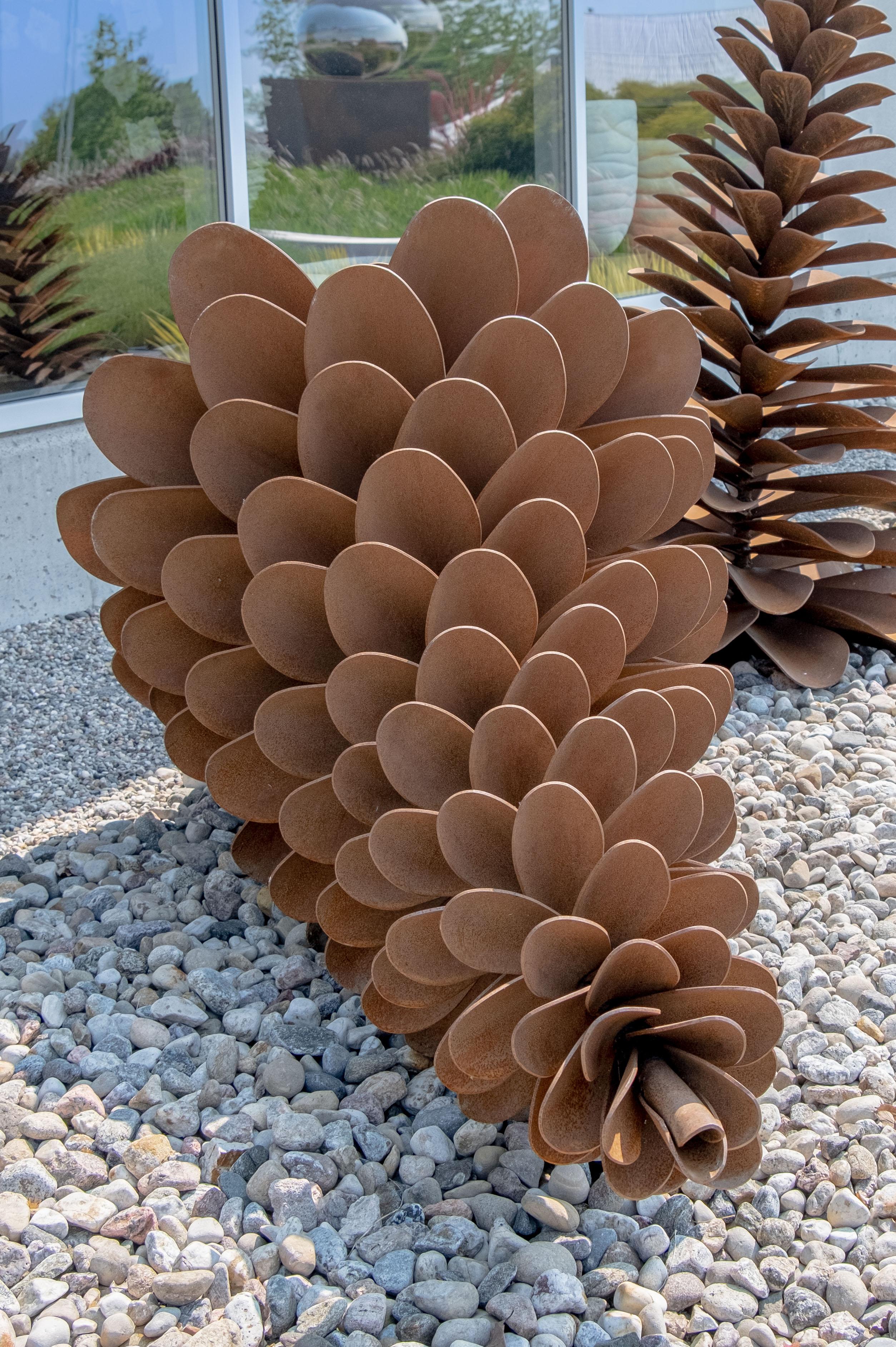 Pine Cone 22609 - large, naturally rusted, Corten steel, outdoor sculpture - Sculpture by Floyd Elzinga