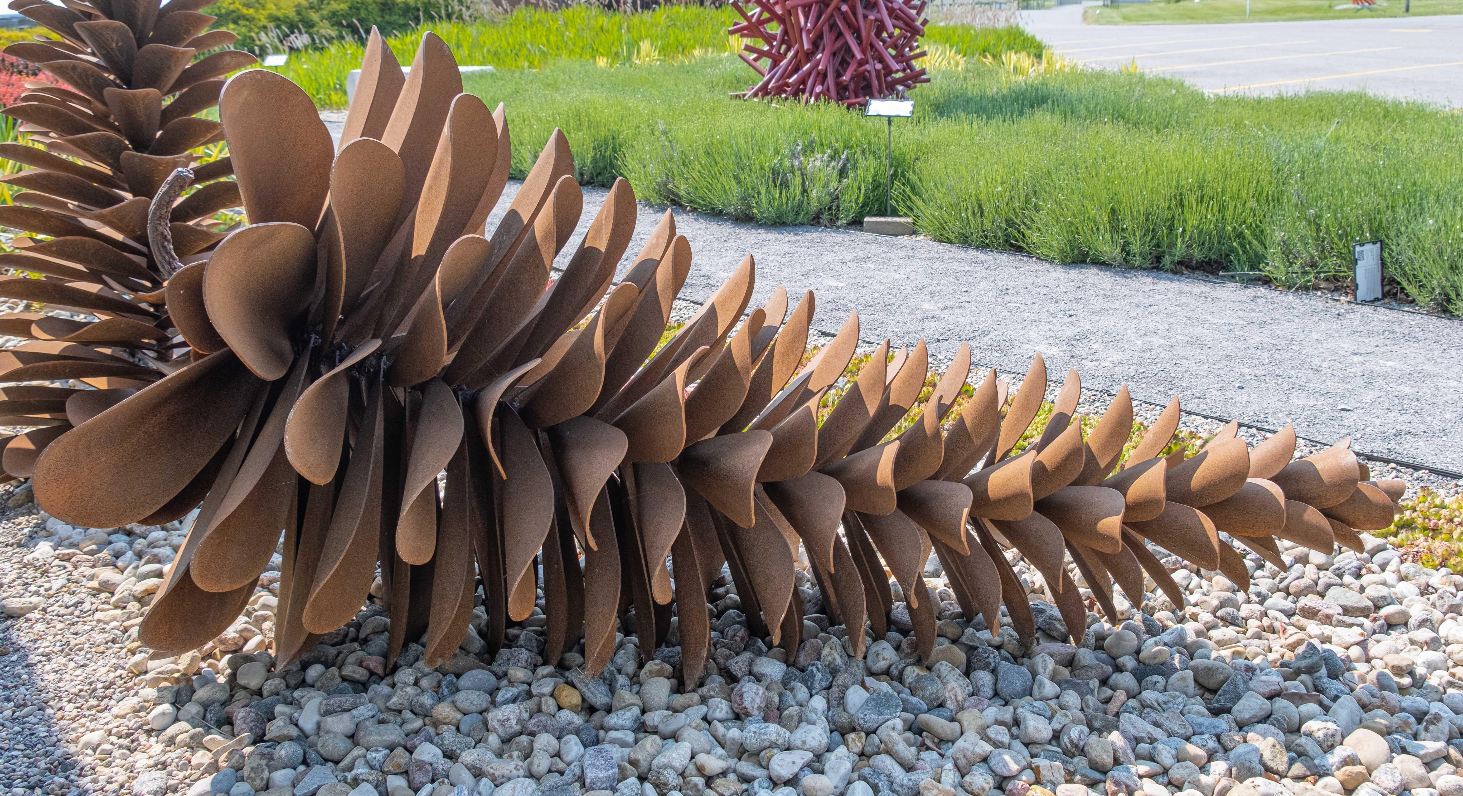 Pine Cone 22609 - large, naturally rusted, Corten steel, outdoor sculpture - Gray Still-Life Sculpture by Floyd Elzinga