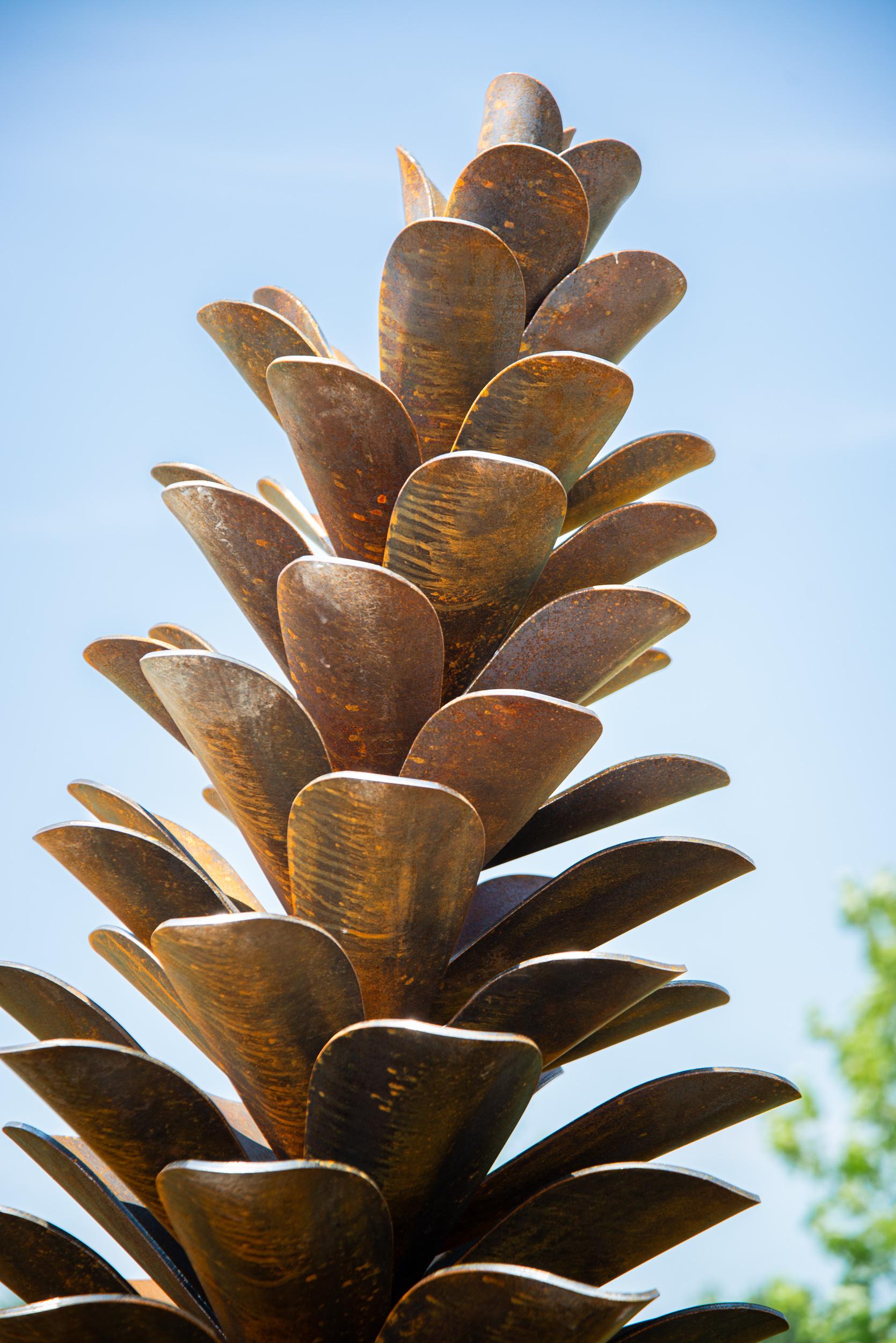 Pine Cone 24-240 - large, rusted, contemporary, Corten steel, outdoor sculpture - Contemporary Sculpture by Floyd Elzinga