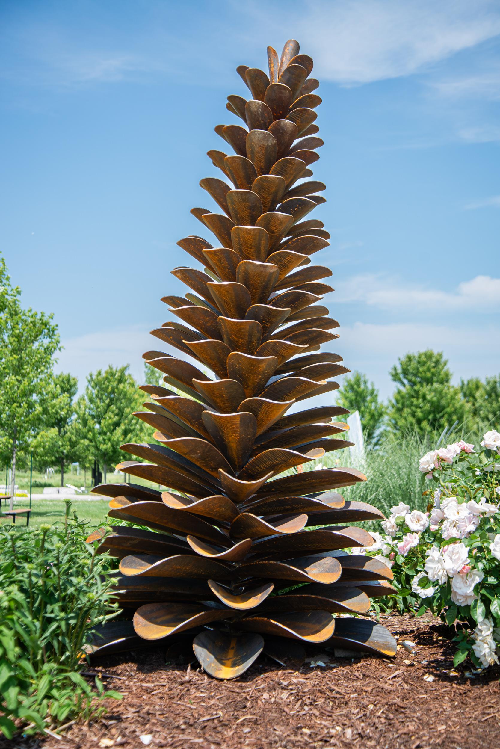 Pine Cone 24-240 - large, rusted, contemporary, Corten steel, outdoor sculpture - Sculpture by Floyd Elzinga