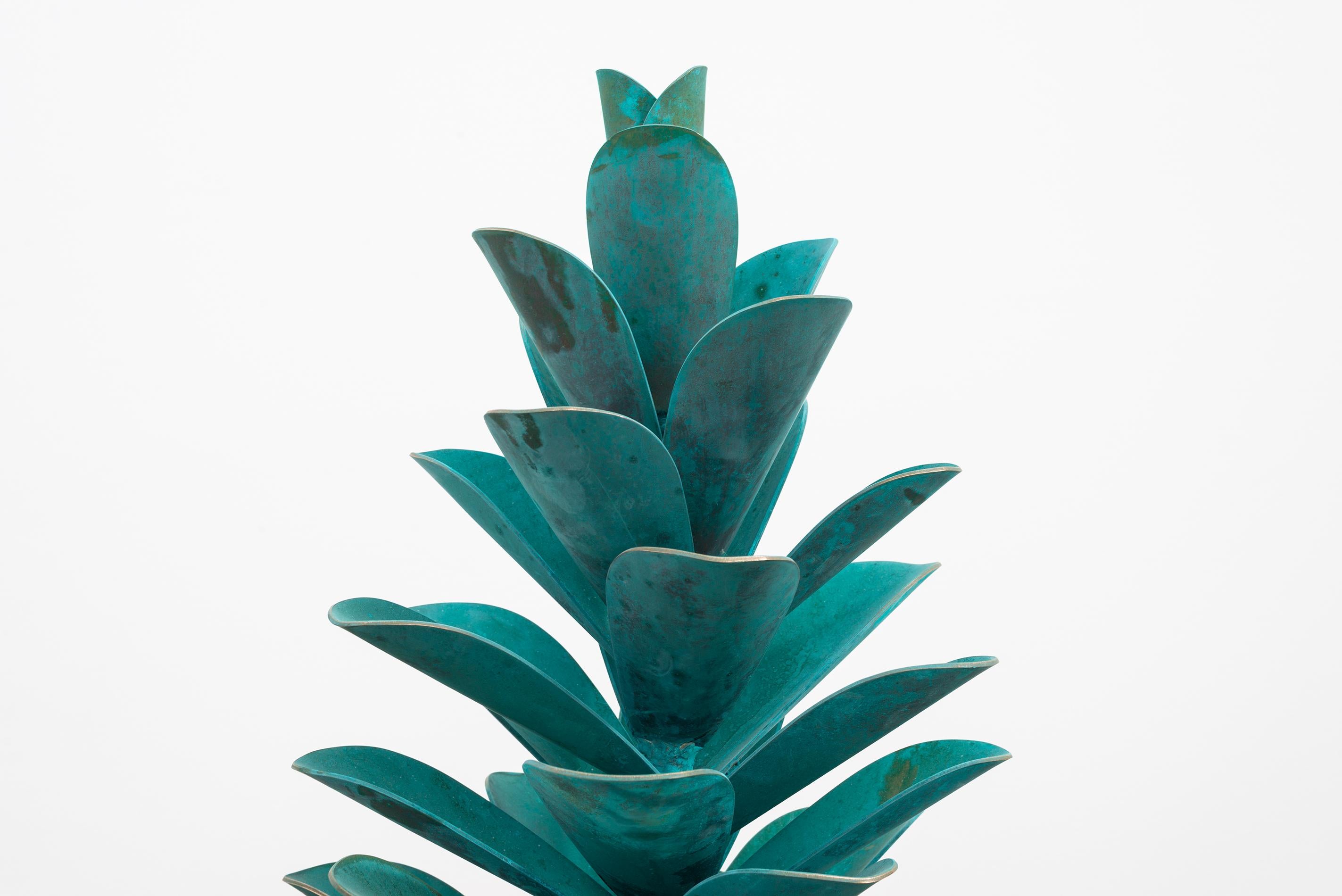 Pine Cone Bronze 22-557 - still life, nature, verdigris bronze, indoor sculpture For Sale 1