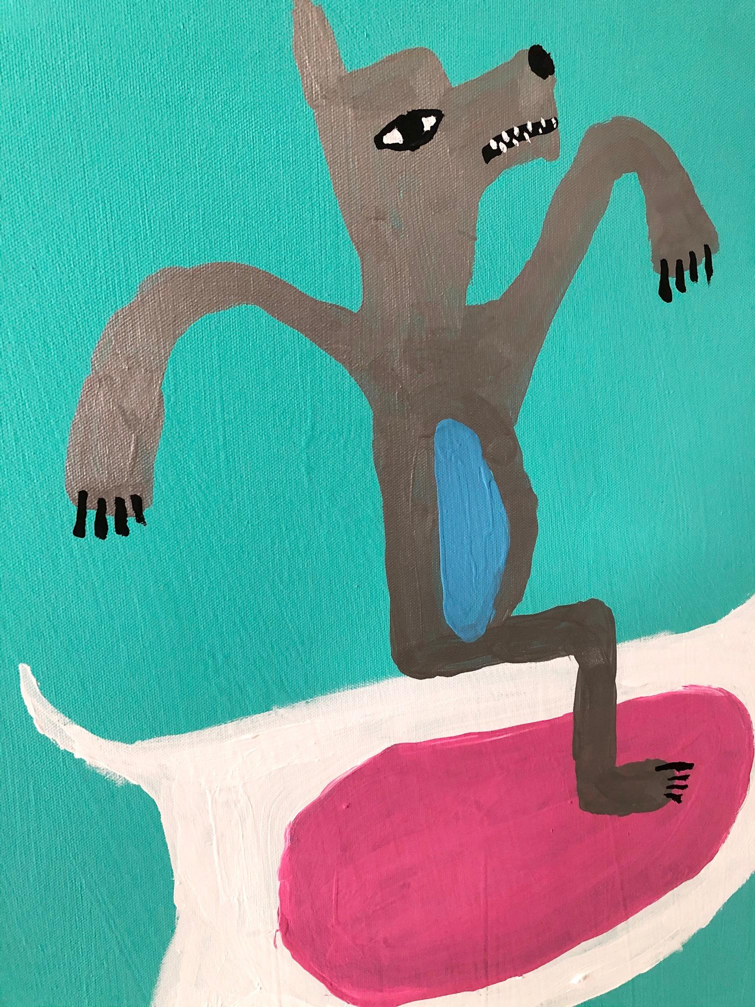 Floyd Kuptana Jolly Rider Zeitgenössisches Inuit-Gemälde, 2020 (Kanadisch) im Angebot