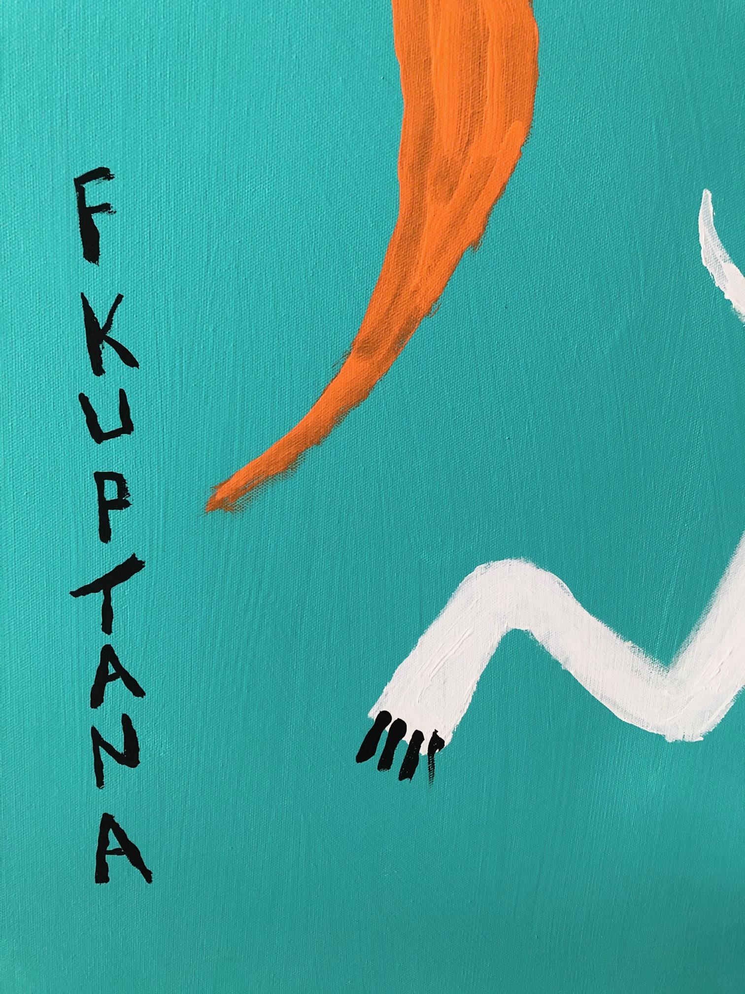 Floyd Kuptana Jolly Rider Zeitgenössisches Inuit-Gemälde, 2020 (Handbemalt) im Angebot