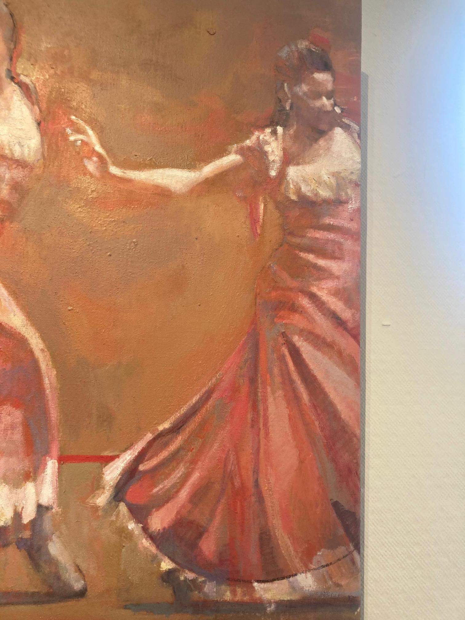 Pintura al Óleo Figurativa Impresionista Moderna de Bailaora Flamenca (La Tentadora) - Figurative Painting Gris de fltcher sibthorp