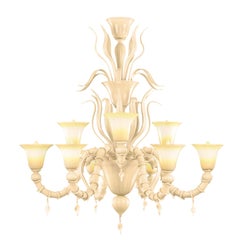 Rezzonico Chandelier 6+3 arms encased Ivory Murano Glass Fluage by Multiforme
