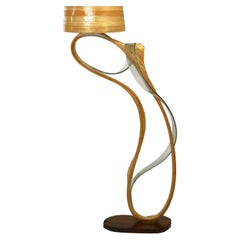 Fluctus Floor Lamp by Raka Studio x Hamdi Studio - Ash Wood and Clear Resin