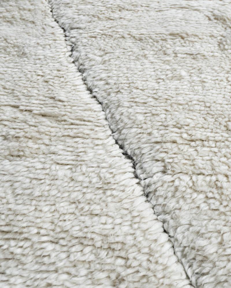 Moroccan Fluffy Collection Erased Ivory Charcoal Hand Knotted Rug  9' x 12' For Sale 13