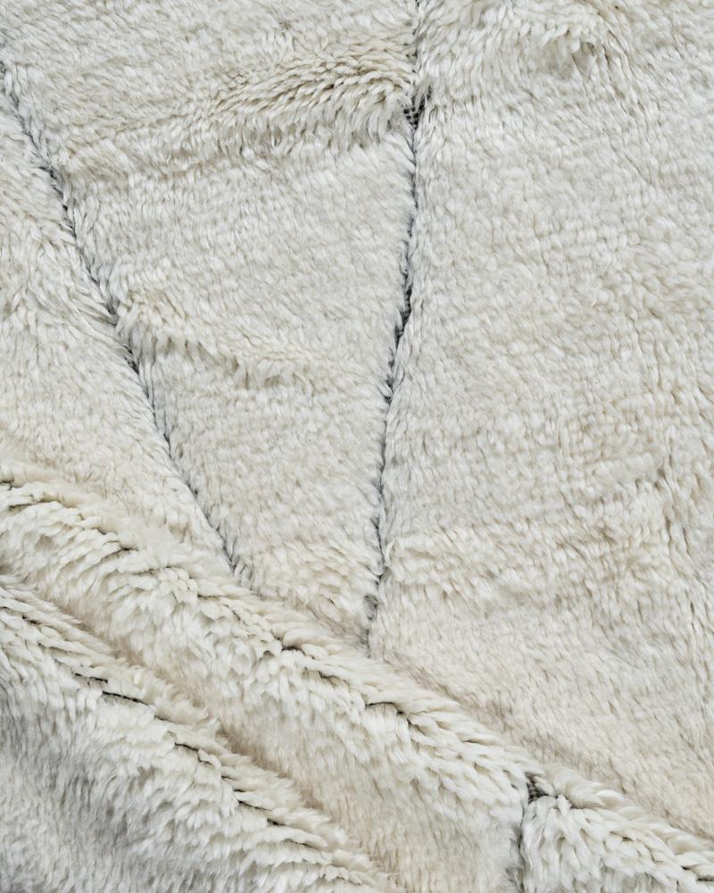 Moroccan Fluffy Collection Erased Ivory Charcoal Hand Knotted Rug  9' x 12' For Sale 14