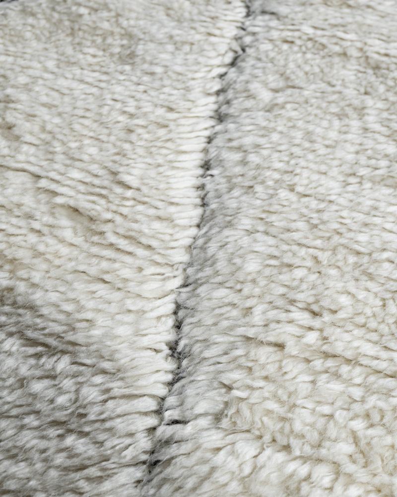Moroccan Fluffy Collection Erased Ivory Charcoal Hand Knotted Rug  9' x 12' In New Condition For Sale In New York, NY