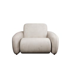 Fluffy Cotton Armchair Cream velvet handcrafted by Murmurio