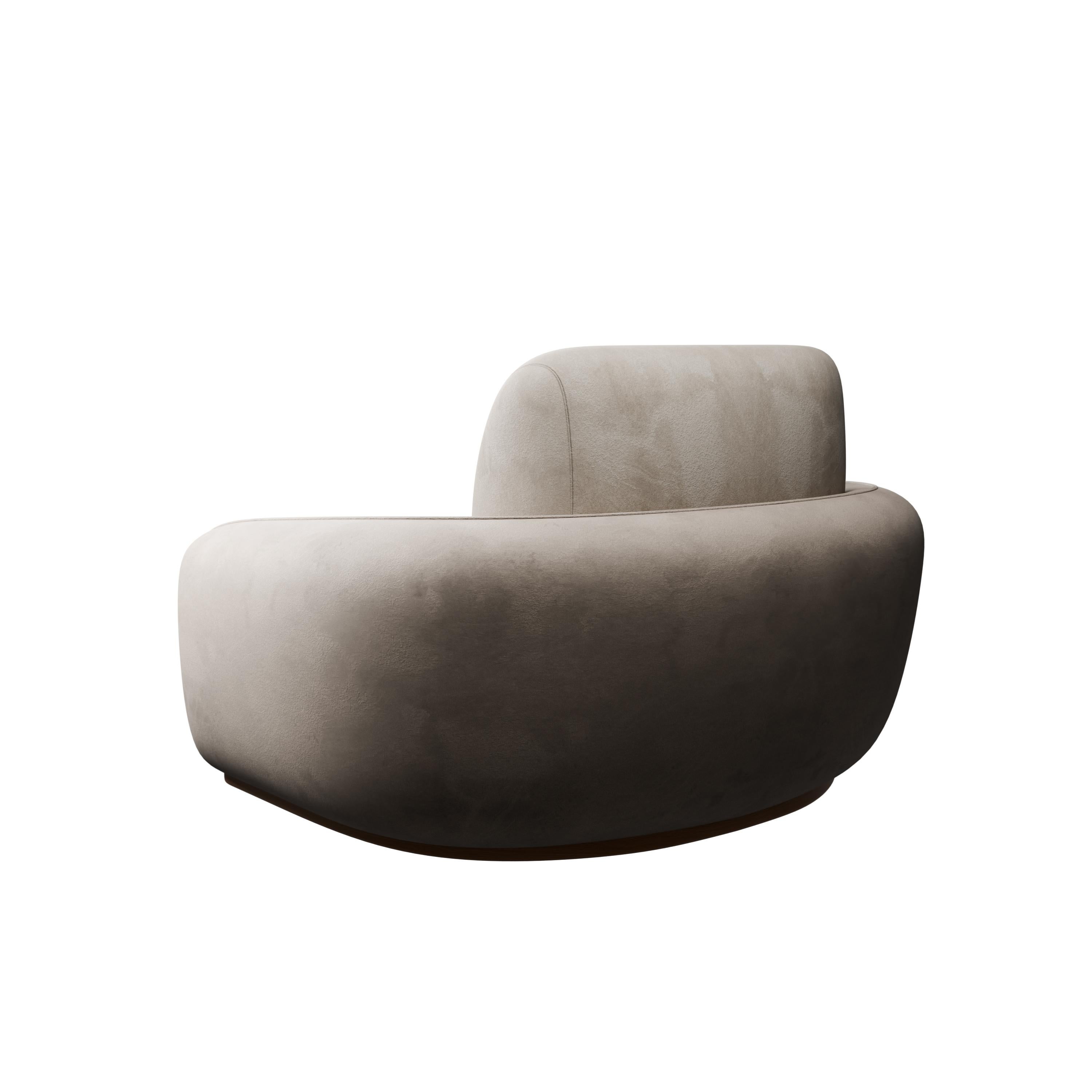 Fluffy Cotton Armchair Cream velvet handcrafted by Murmurio In New Condition For Sale In Lordelo, PT