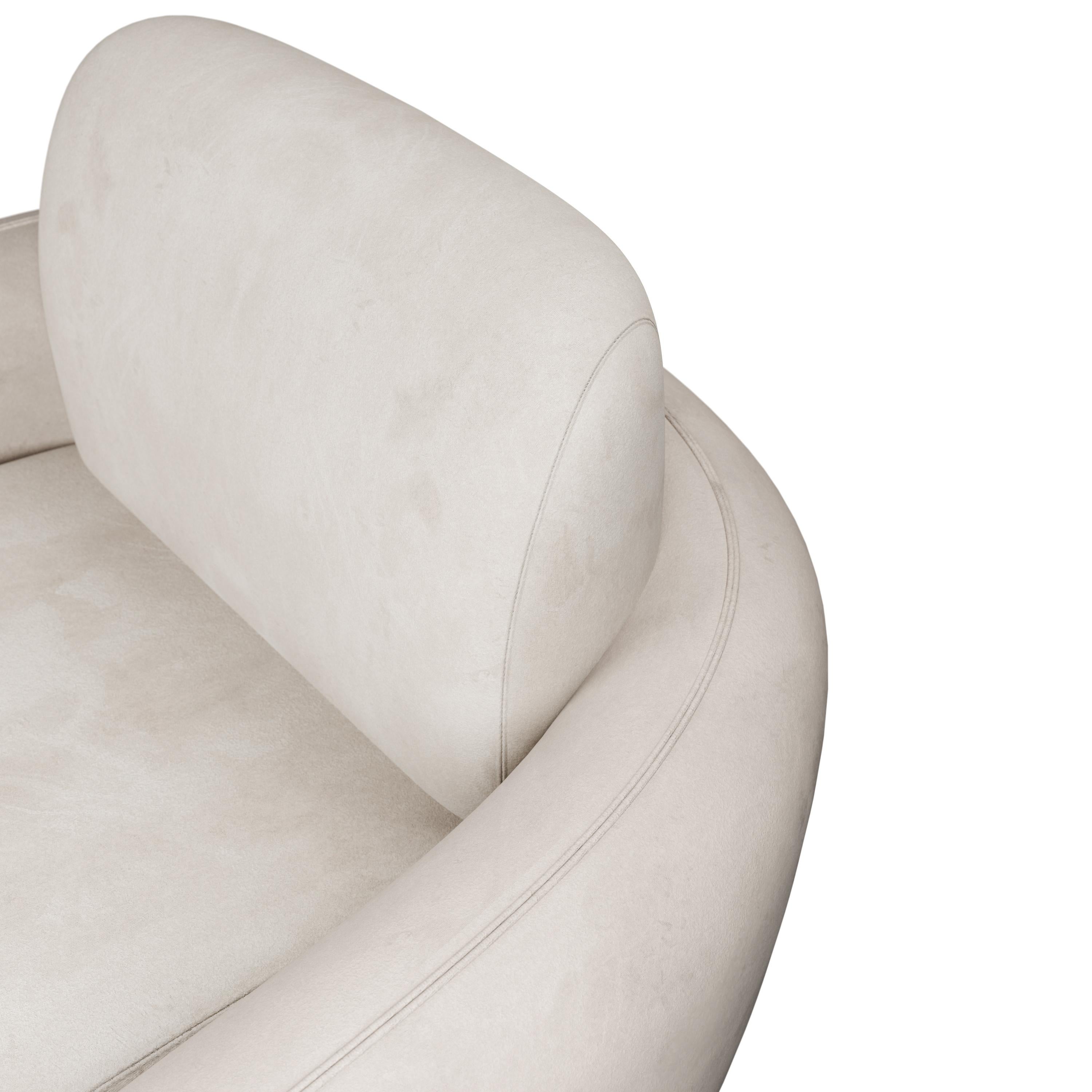 Fabric Fluffy Cotton Armchair Cream velvet handcrafted by Murmurio For Sale