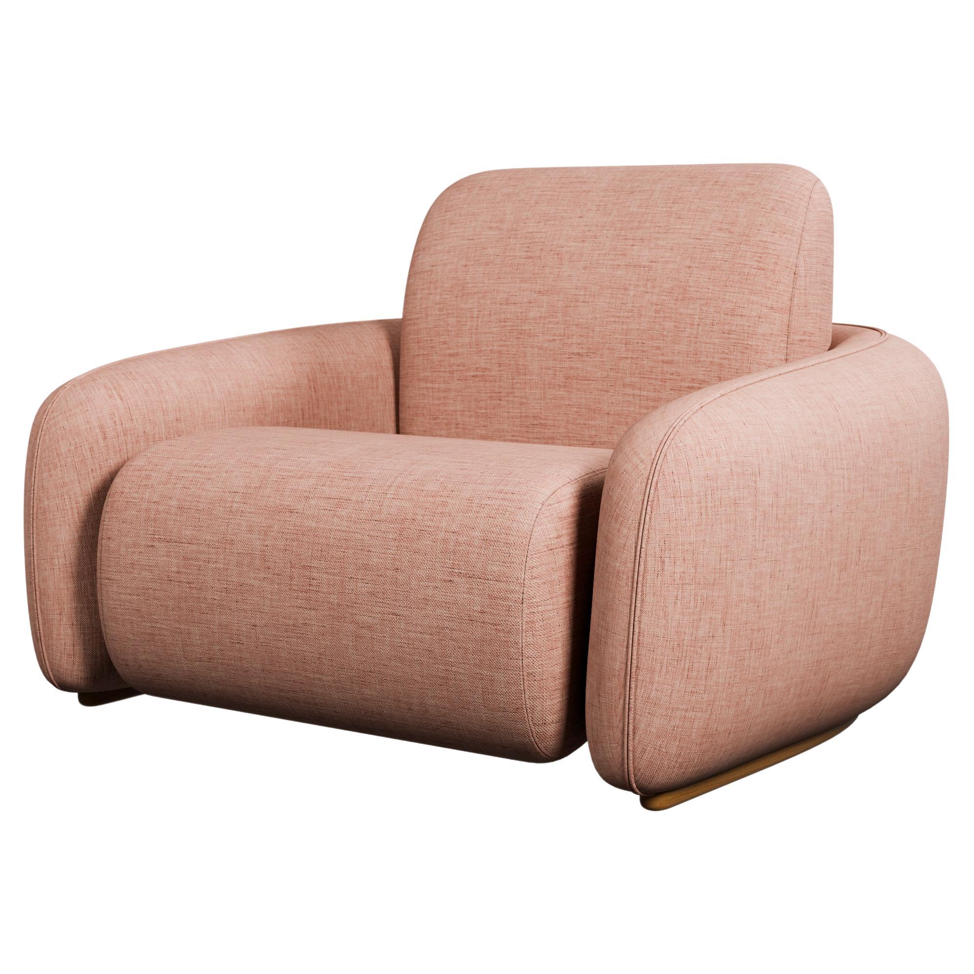Fluffy Cotton Armchair Nude plain weave fabric handcrafted by Murmurio