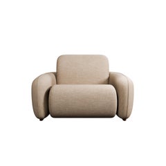 Fluffy Cotton Armchair with Beige plain weave handcrafted by Murmurio