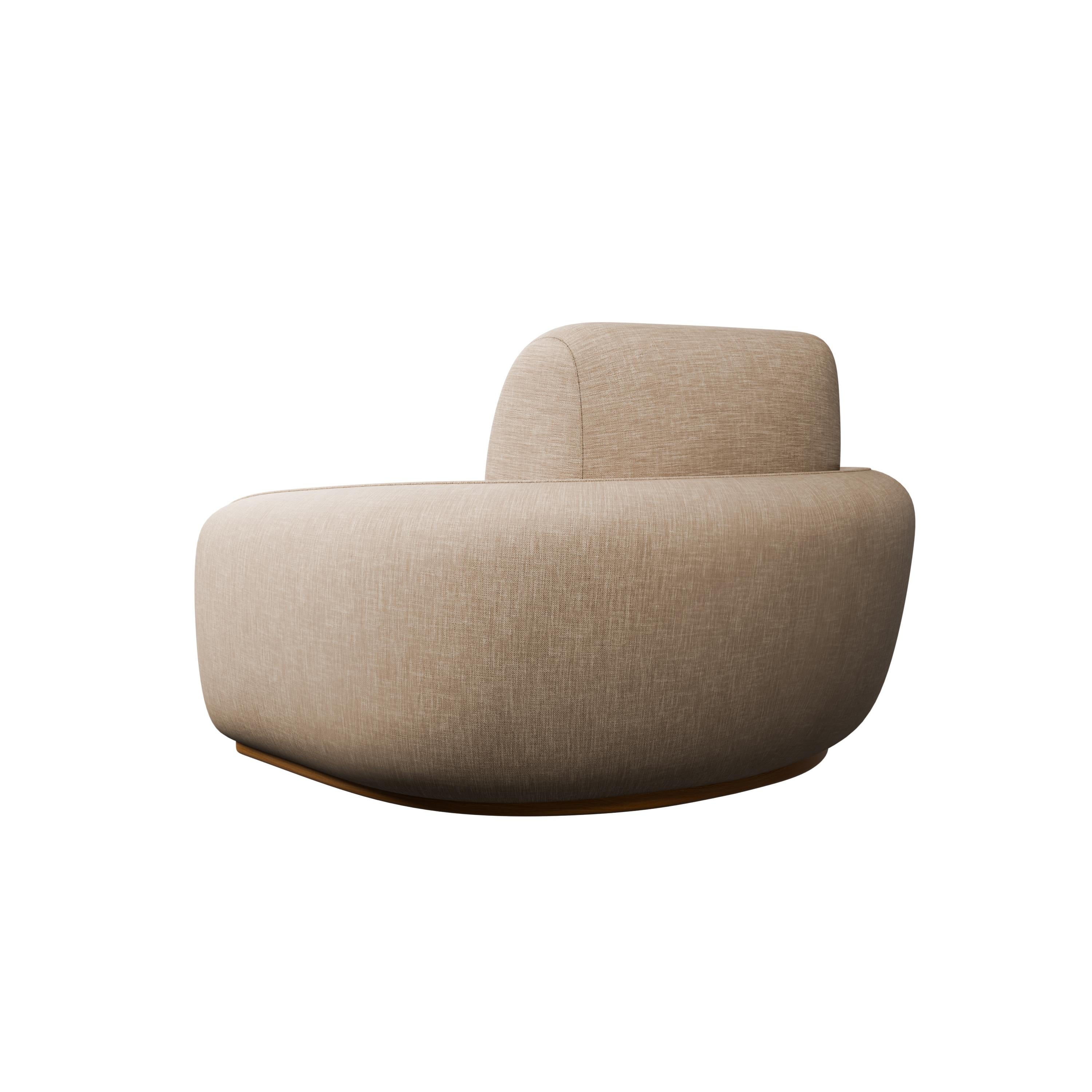 Organico moderno Poltrona in cotone soffice con trama a tinta unita beige realizzata a mano da Murmurio in vendita