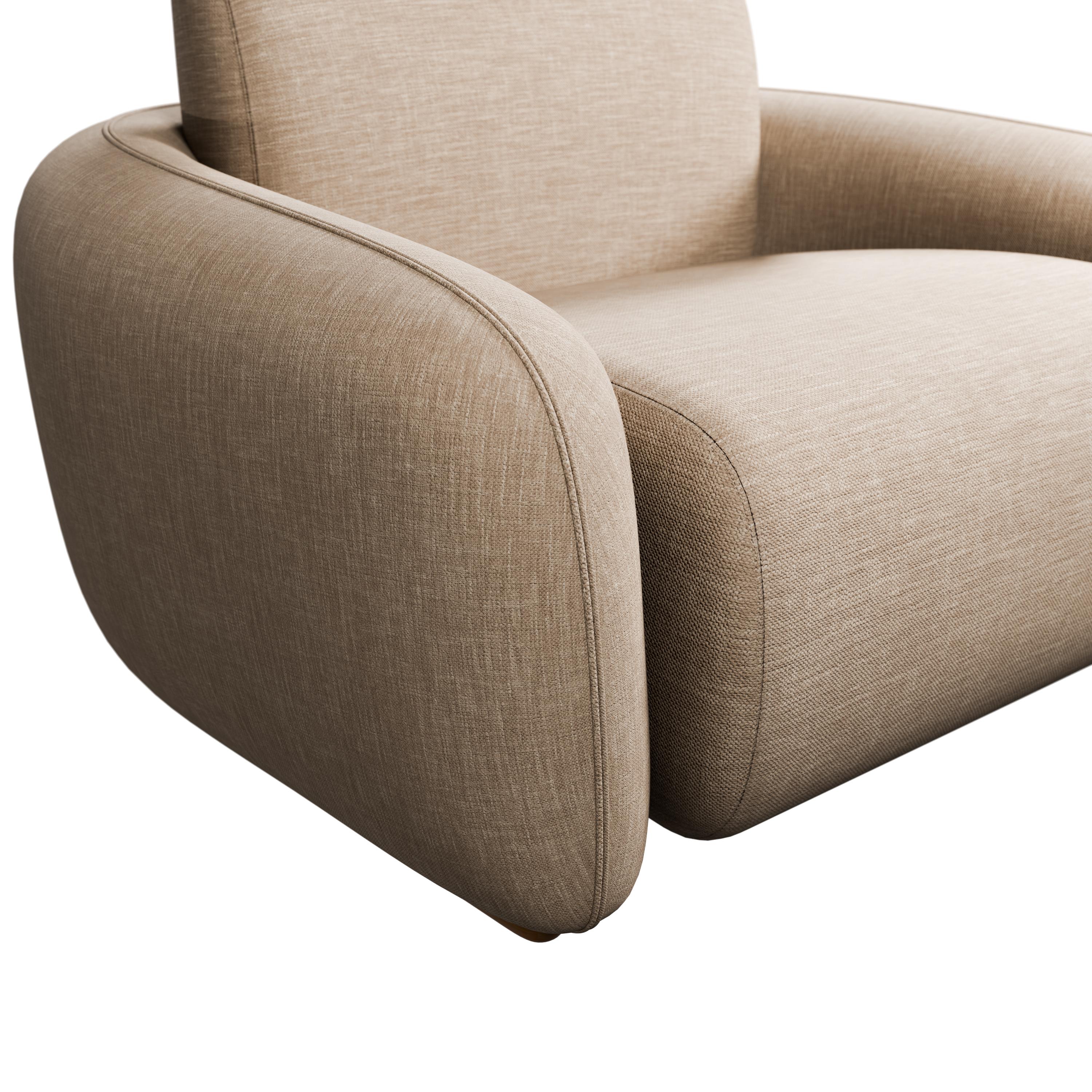 Portoghese Poltrona in cotone soffice con trama a tinta unita beige realizzata a mano da Murmurio in vendita