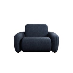 Fluffy Cotton Armchair with Denim plain fabric handcrafted by Murmurio