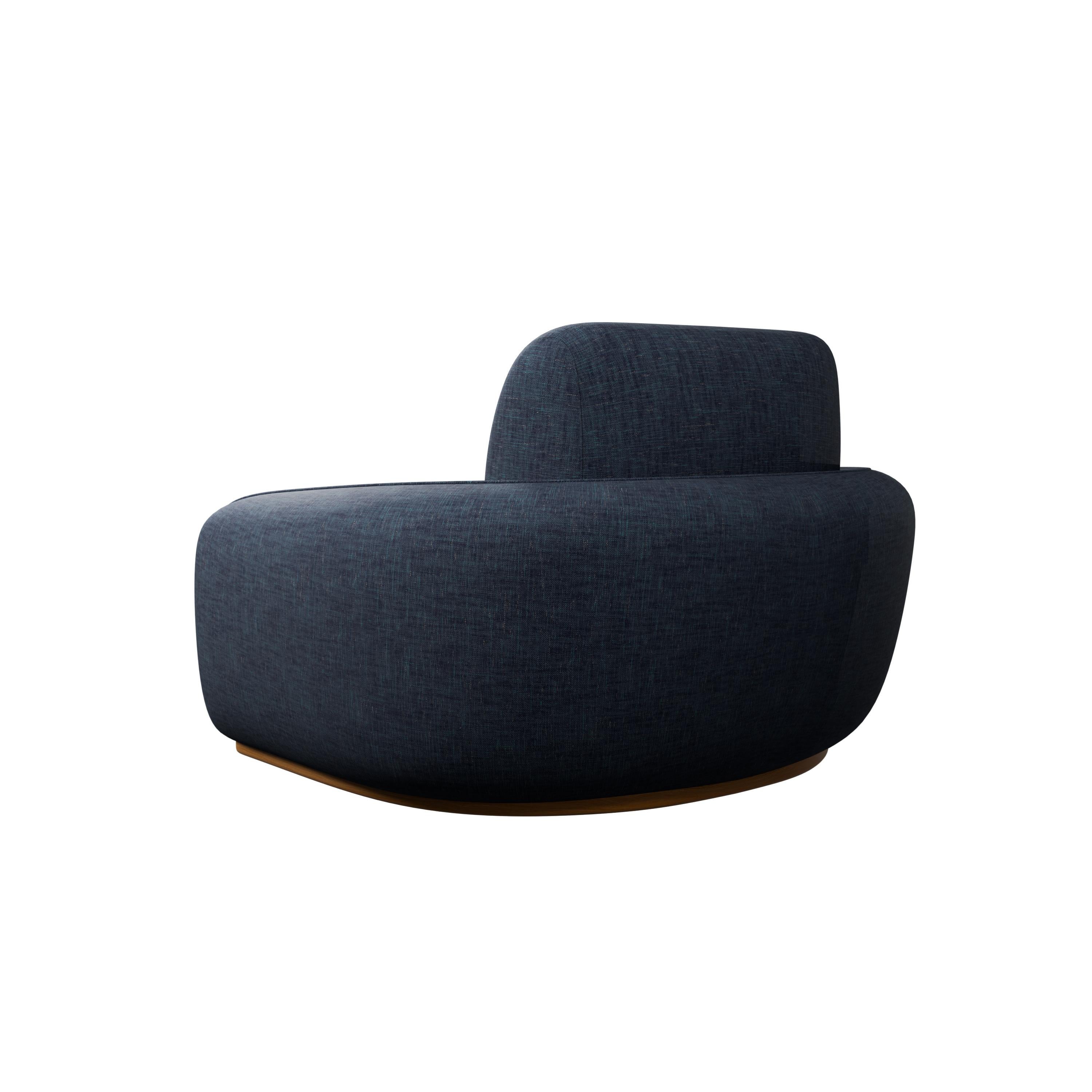 Organique Fauteuil en coton moelleux avec tissu uni en denim fabriqué à la main par Murmurio en vente
