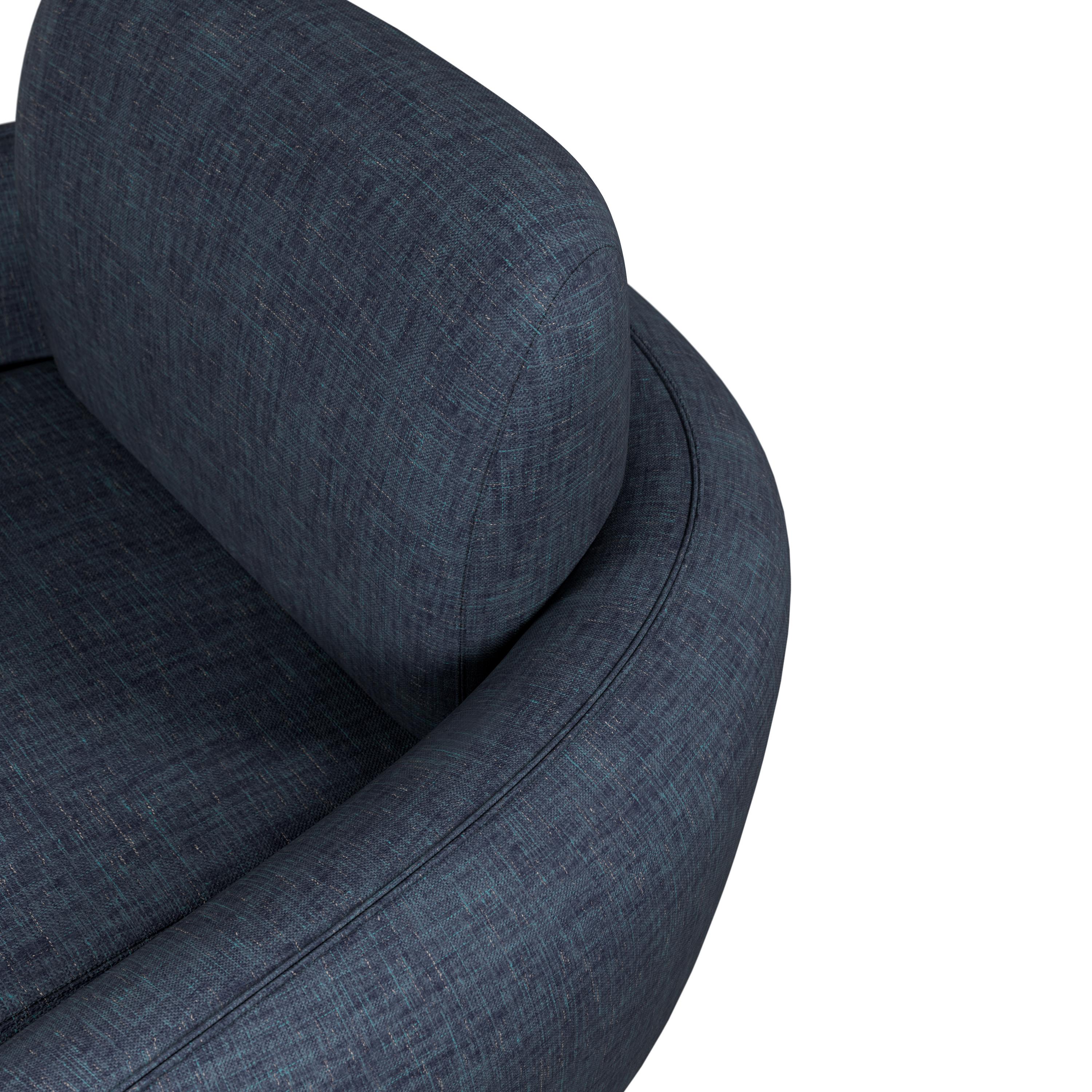 Fauteuil en coton moelleux avec tissu uni en denim fabriqué à la main par Murmurio Neuf - En vente à Lordelo, PT